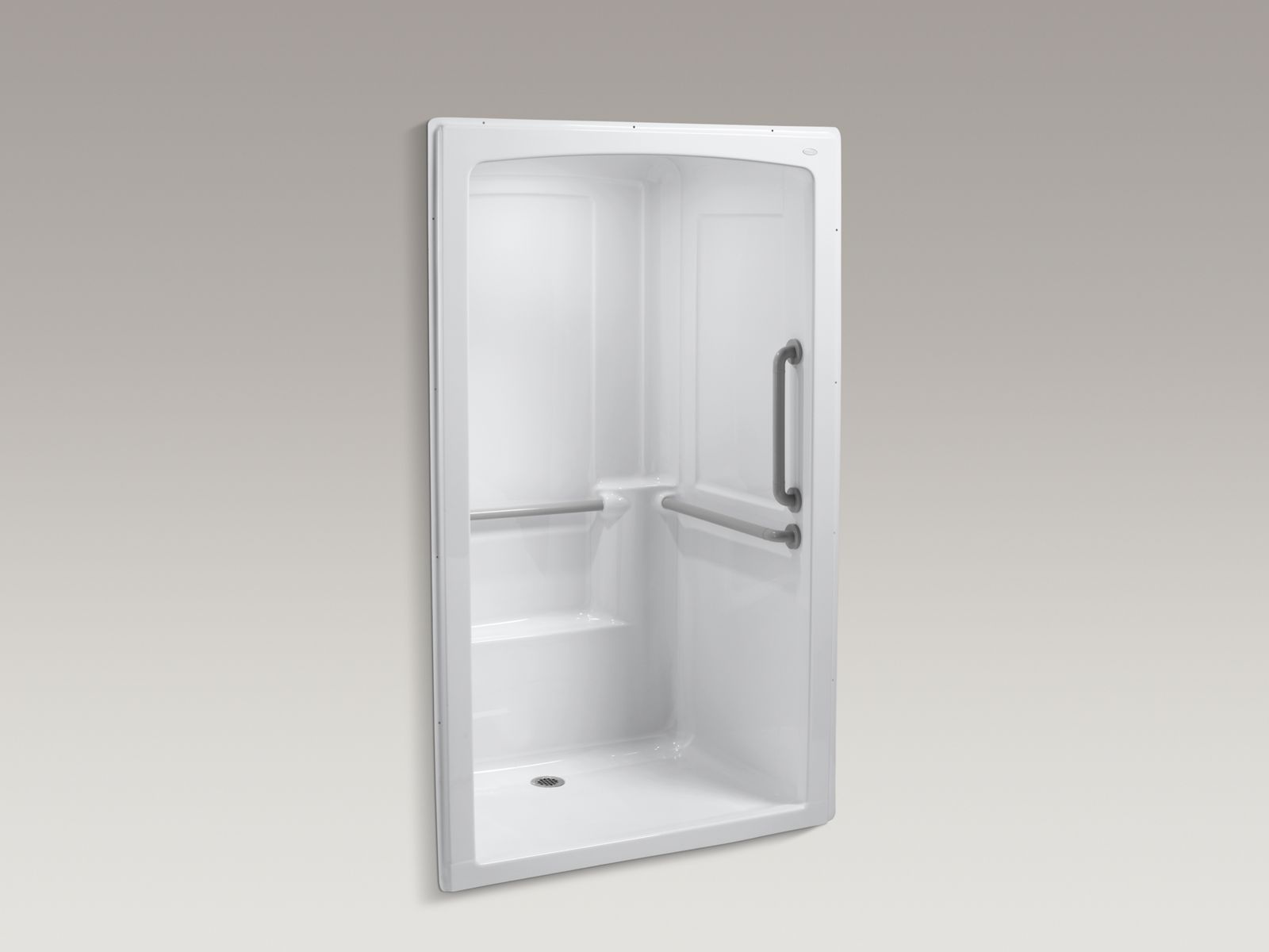 Freewill(R) 52" x 37-1/2" x 84" barrier-free commercial shower stall with  nylon grab bars