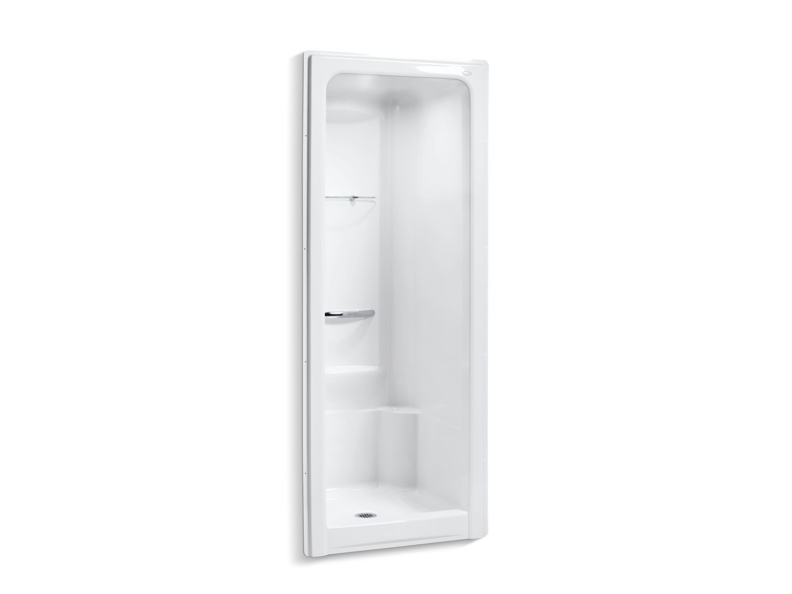 Sonata® 36" x 36-1/2" x 90" center drain shower stall with integral high-dome ceiling, requires grab bar