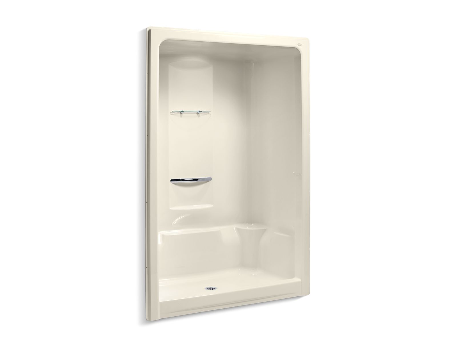 Sonata® 60" x 36" x 90" center drain shower stall with integral high-dome ceiling, requires grab bar