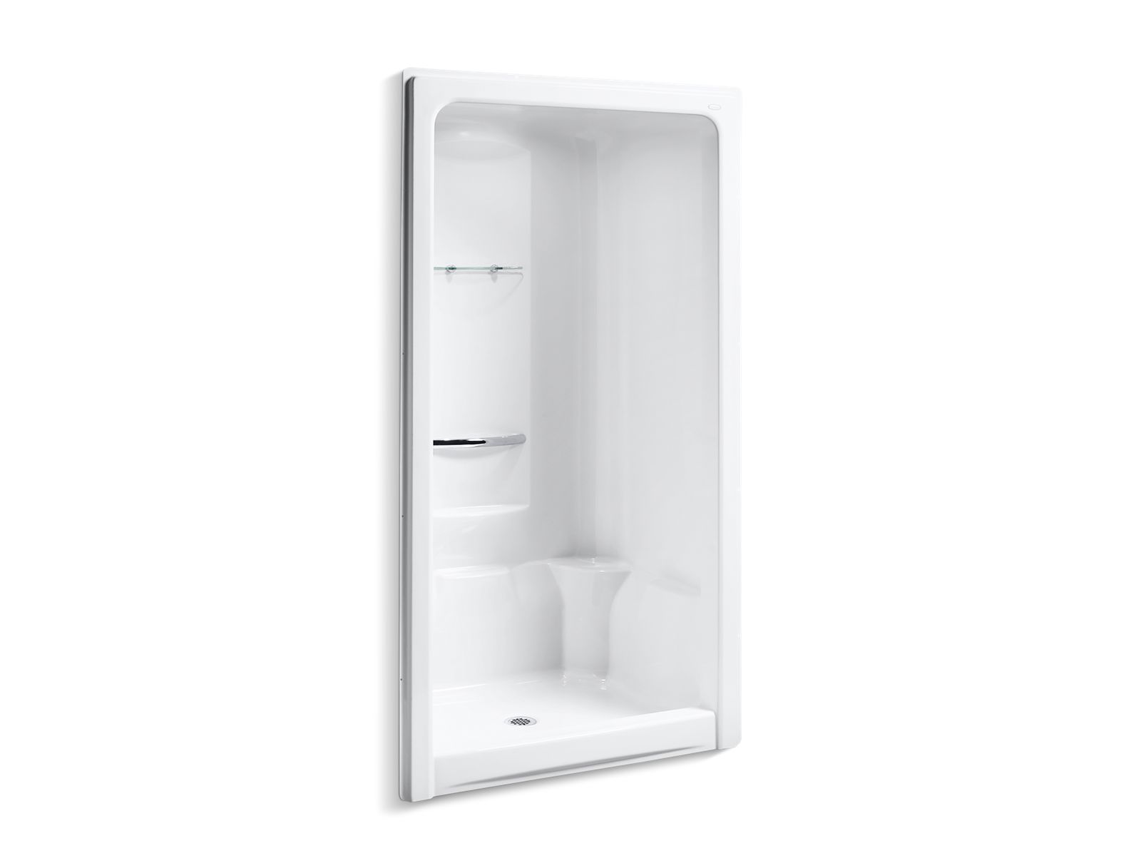 Sonata® 48" x 36" x 90" center drain shower stall with integral high-dome ceiling, requires grab bar