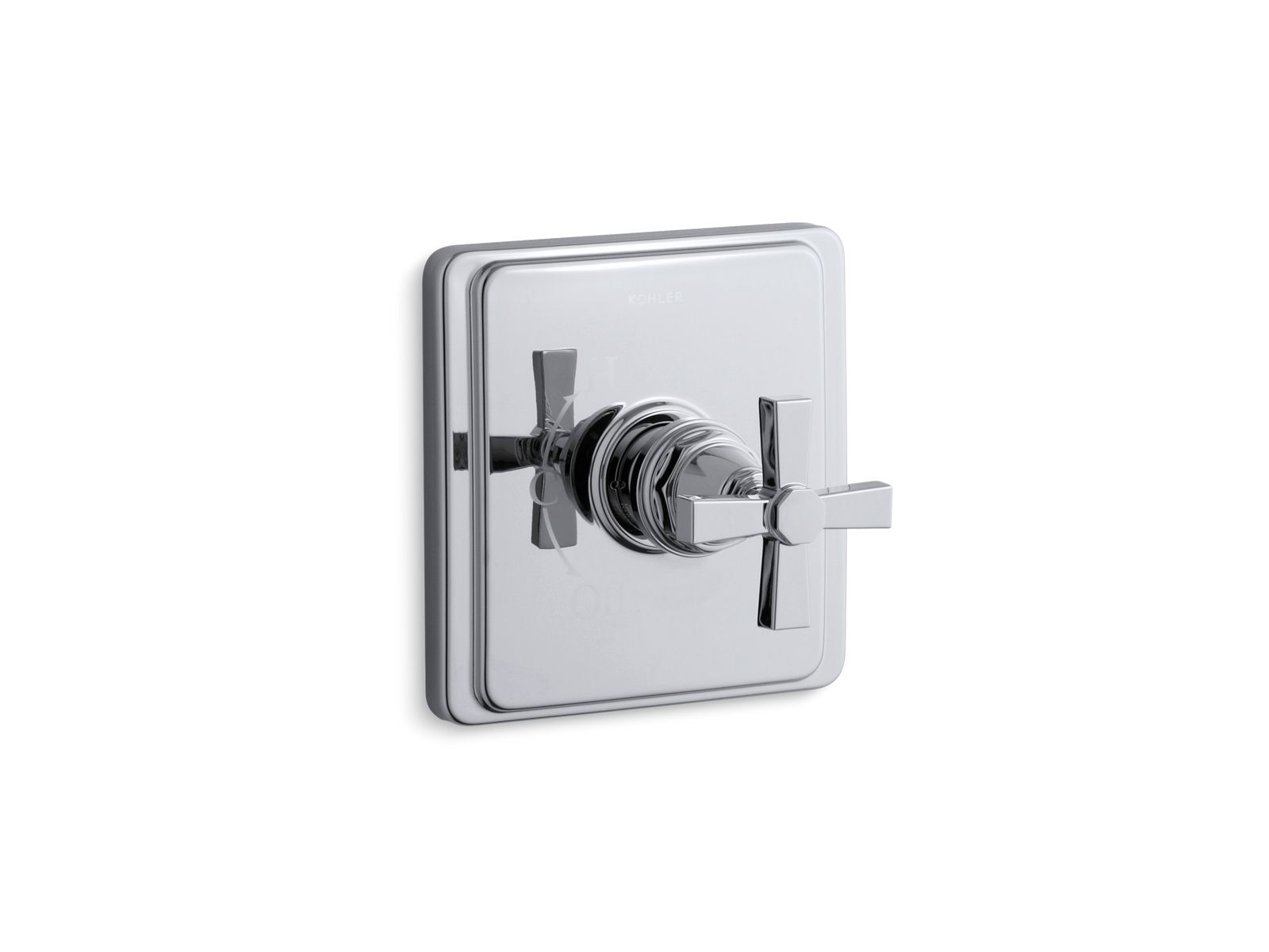Pinstripe(R) valve trim with Pure design cross handle for Rite-Temp(R) pressure-balancing valve, requires valve