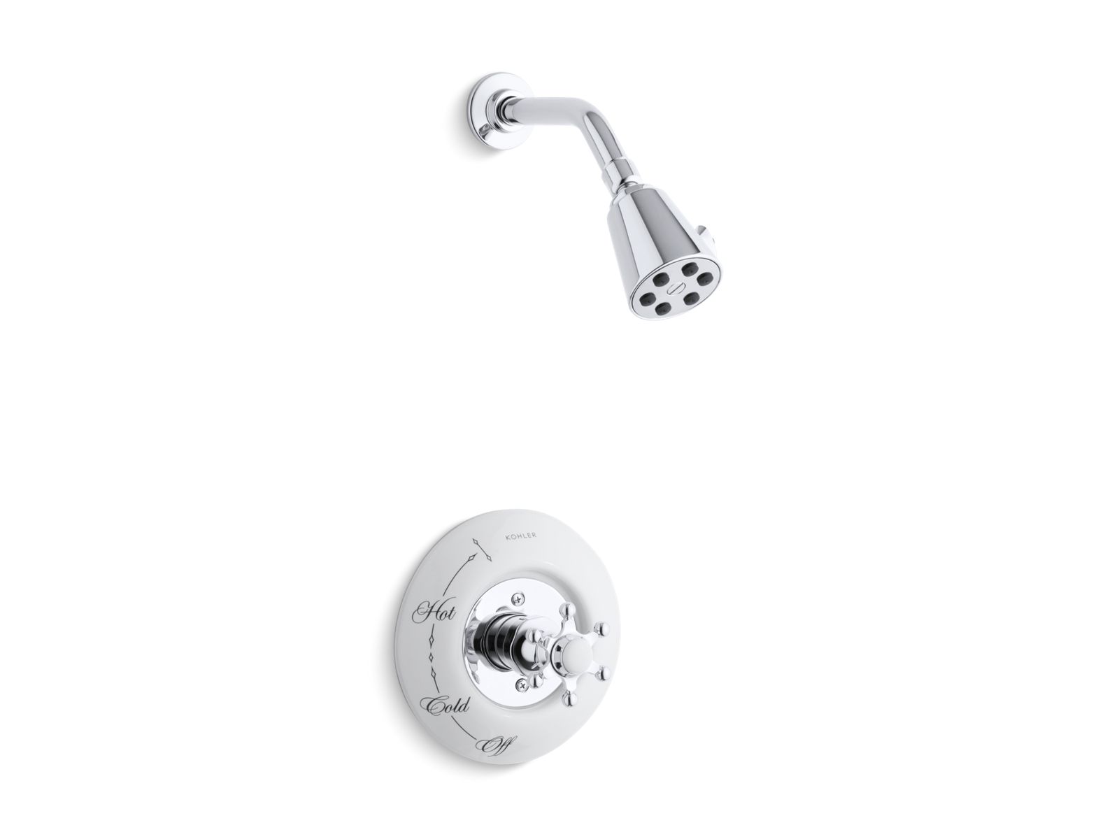 Antique(TM) Six-prong Rite-Temp(R) pressure-balancing shower faucet trim, requires ceramic dial plate, valve not included