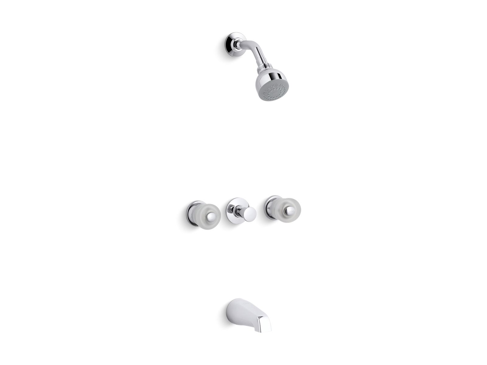Coralais(R) three-handle bath and shower trim set with sculpted acrylic handles, valve not included
