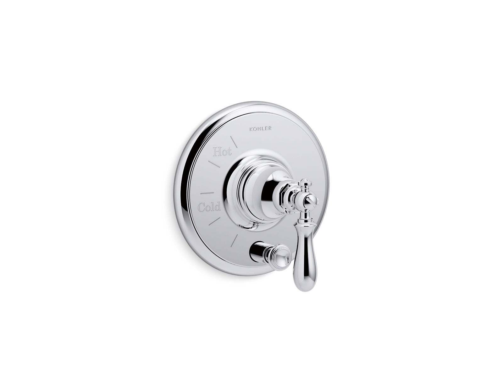 Artifacts® Rite-Temp® pressure-balancing valve trim with push-button diverter and swing lever handle