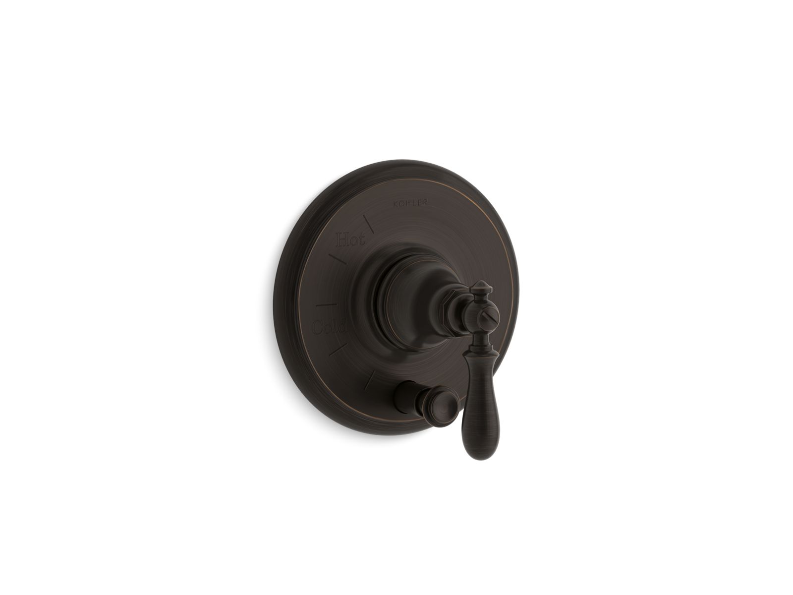 47941-artifacts-rite-temp-pressure-balancing-valve-trim-with-push-button-diverter-and-swing-lever-handle-2.jpg Artifacts® Rite-Temp® pressure-balancing valve trim with push-button diverter and swing lever handle