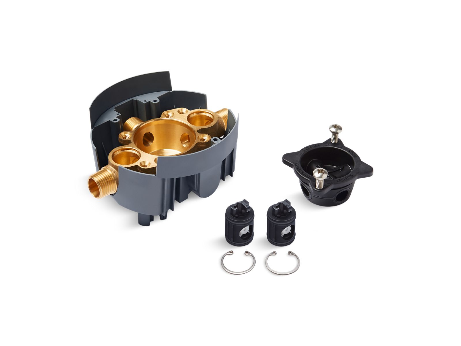 Rite-Temp® Valve body rough-in with service stops (supplied loose) and universal inlets