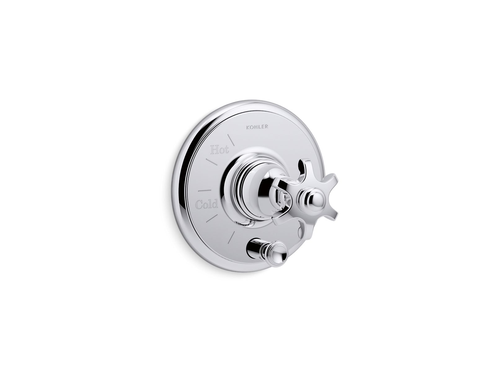 Artifacts® Rite-Temp® valve trim with push-button diverter and prong handle