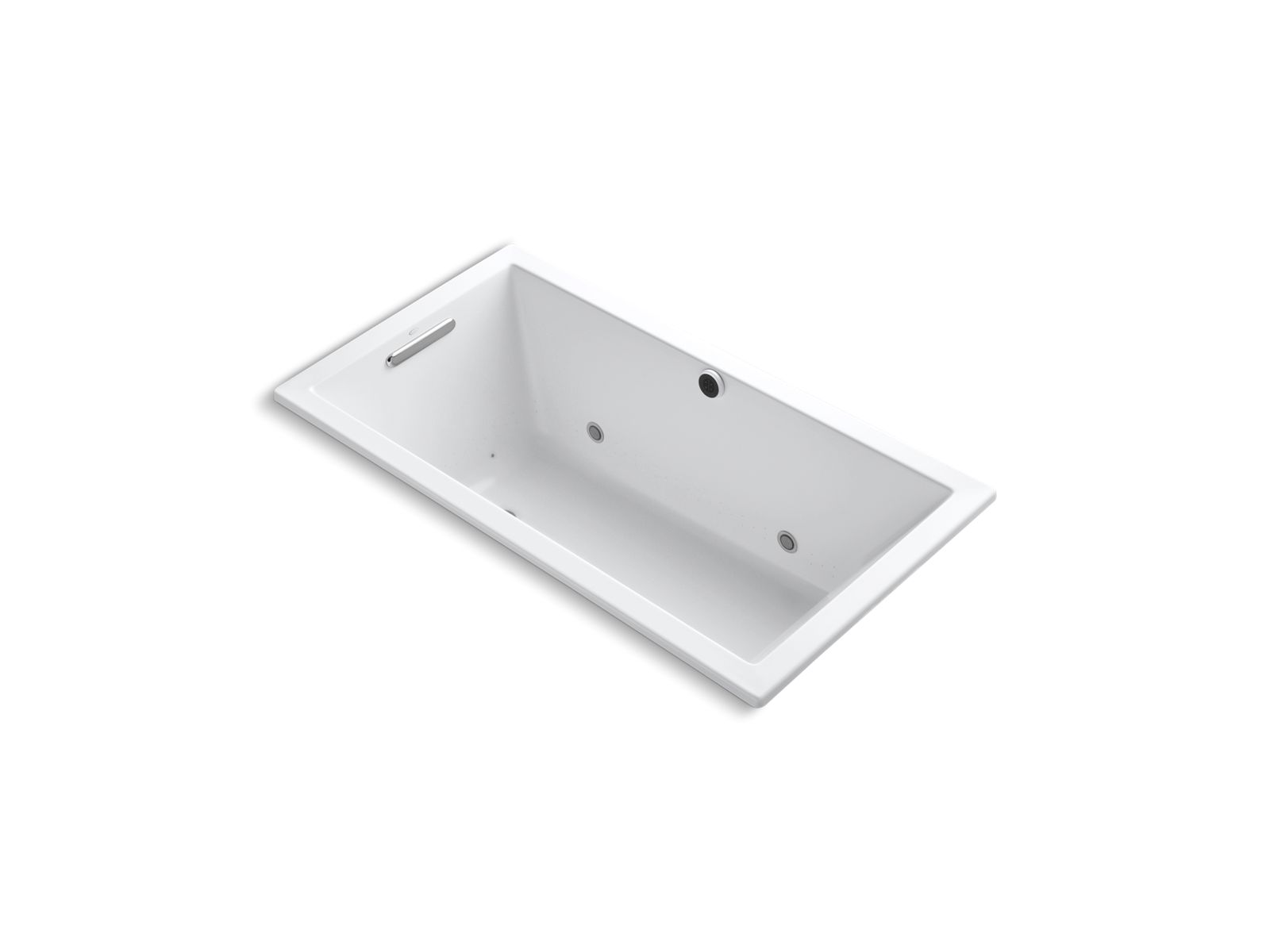 Underscore® 60" x 32" drop-in BubbleMassage™ air bath with Bask® heated surface, chromatherapy, and end drain