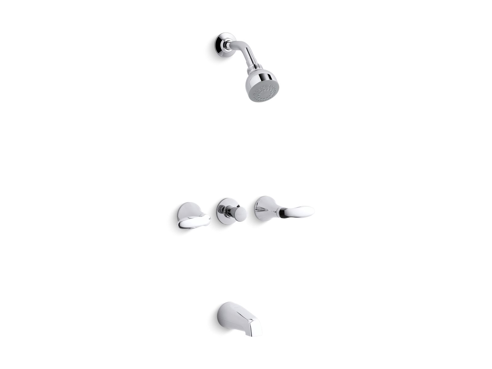 Coralais(R) three-handle bath and shower trim set with lever handles and slip-fit spout, valve not included
