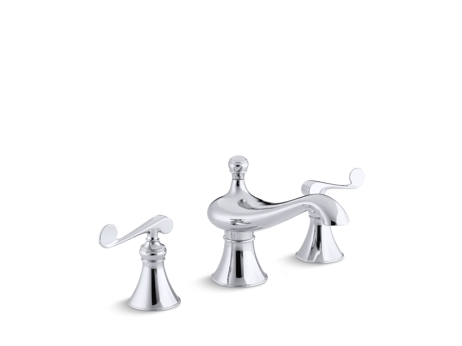 Revival® Bath-mount bath faucet trim for high-flow valve with 6-5/8" spout, scroll lever handles, valve not included
