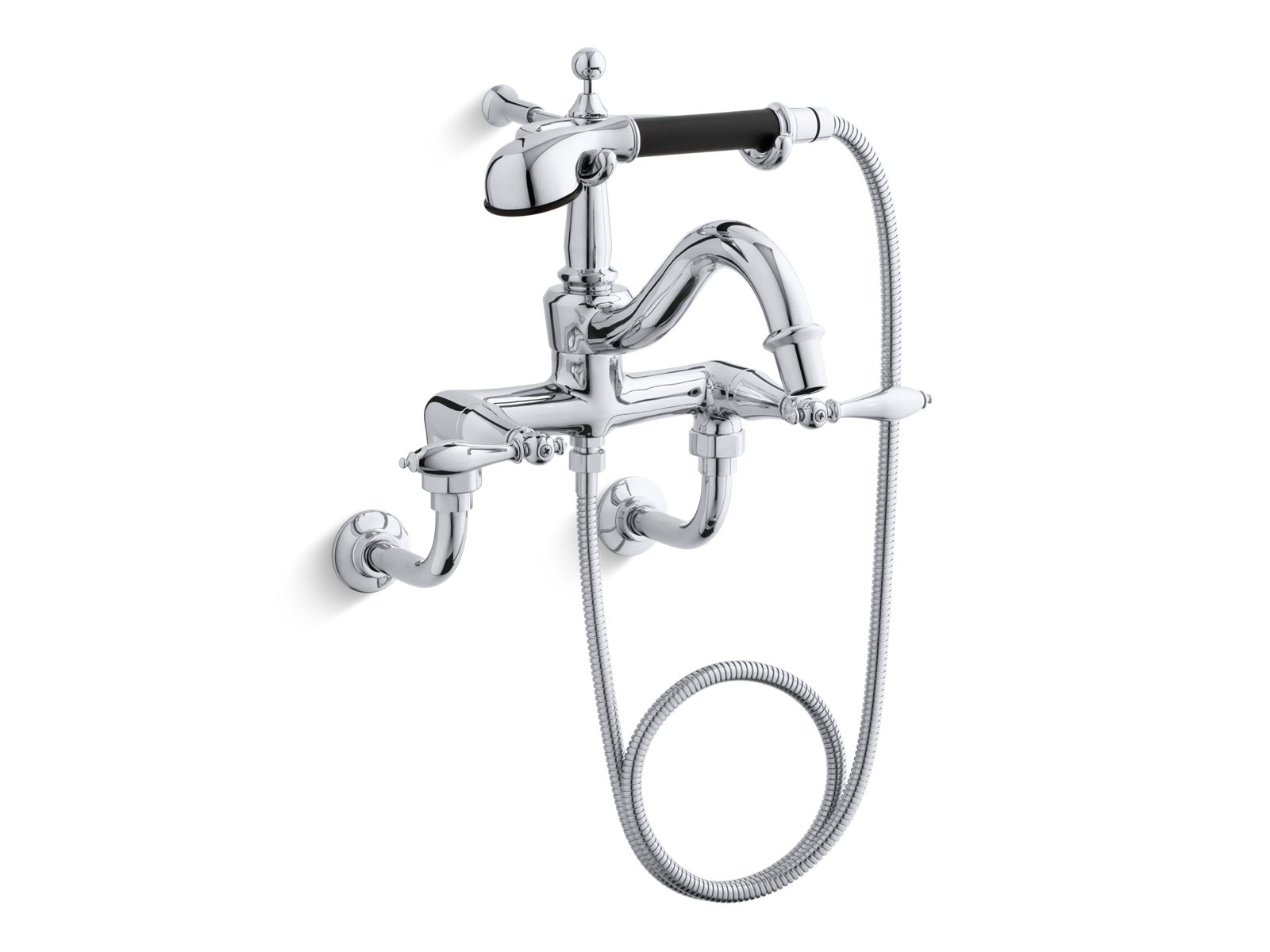 518-finial-bath-or-wall-mount-faucet-with-lever-handles-diverter-spout-polished-finish-accents-and-handshower-1.jpg Finial® bath or /wall-mount faucet with lever handles, diverter spout, polished finish accents and handshower