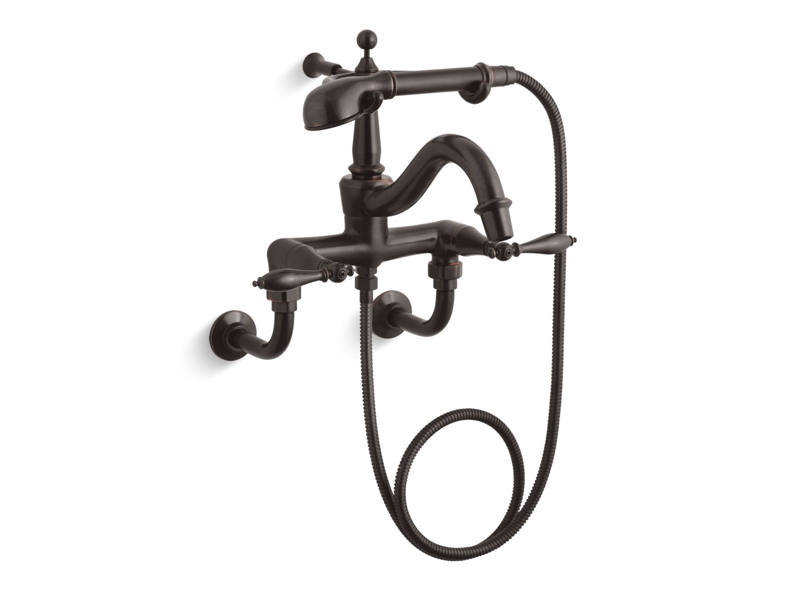 518-finial-bath-or-wall-mount-faucet-with-lever-handles-diverter-spout-polished-finish-accents-and-handshower-2.jpg Finial® bath or /wall-mount faucet with lever handles, diverter spout, polished finish accents and handshower