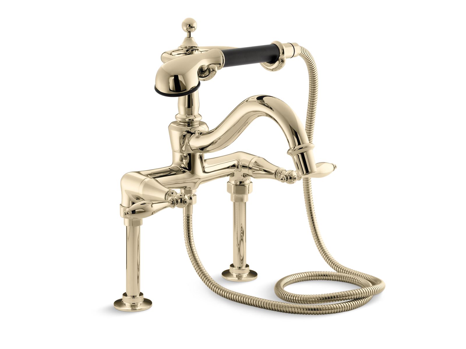518-finial-bath-or-wall-mount-faucet-with-lever-handles-diverter-spout-polished-finish-accents-and-handshower-3.jpg Finial® bath or /wall-mount faucet with lever handles, diverter spout, polished finish accents and handshower