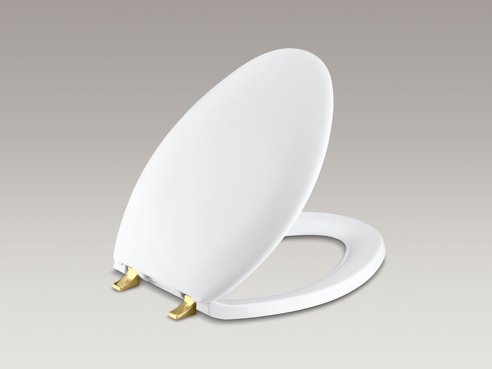 Bancroft(R) elongated closed-front toilet seat with Vibrant(R) polished brass hinges