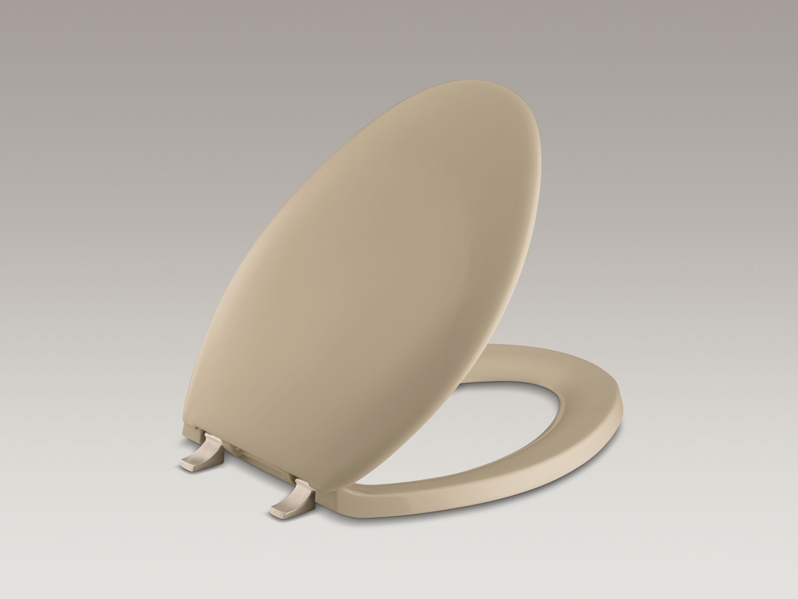 Bancroft(R) elongated closed-front toilet seat with Vibrant(R) Brushed Bronze hinges