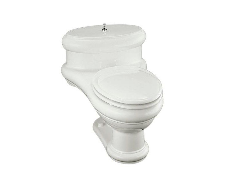 Revival(R) one-piece elongated toilet with Vibrant(R) French Gold lift knob and hinges, includes toilet seat and cover