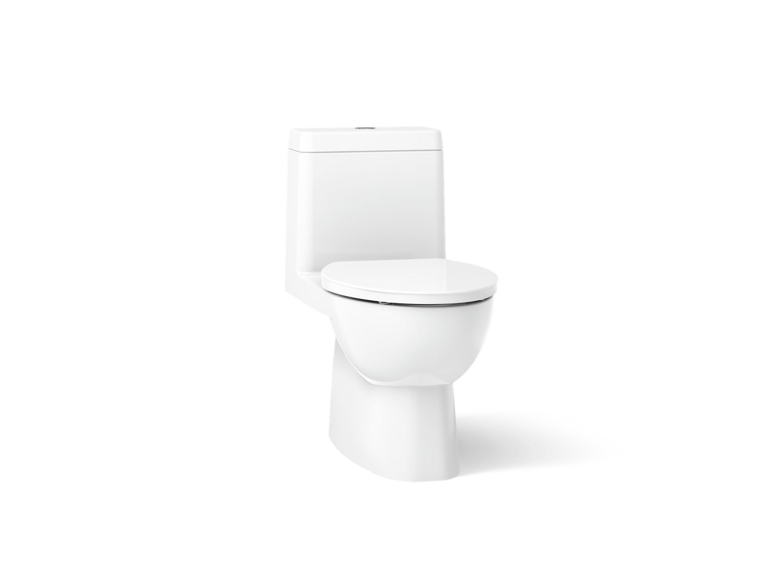 Reach® One-piece compact elongated toilet with skirted trapway, dual-flush