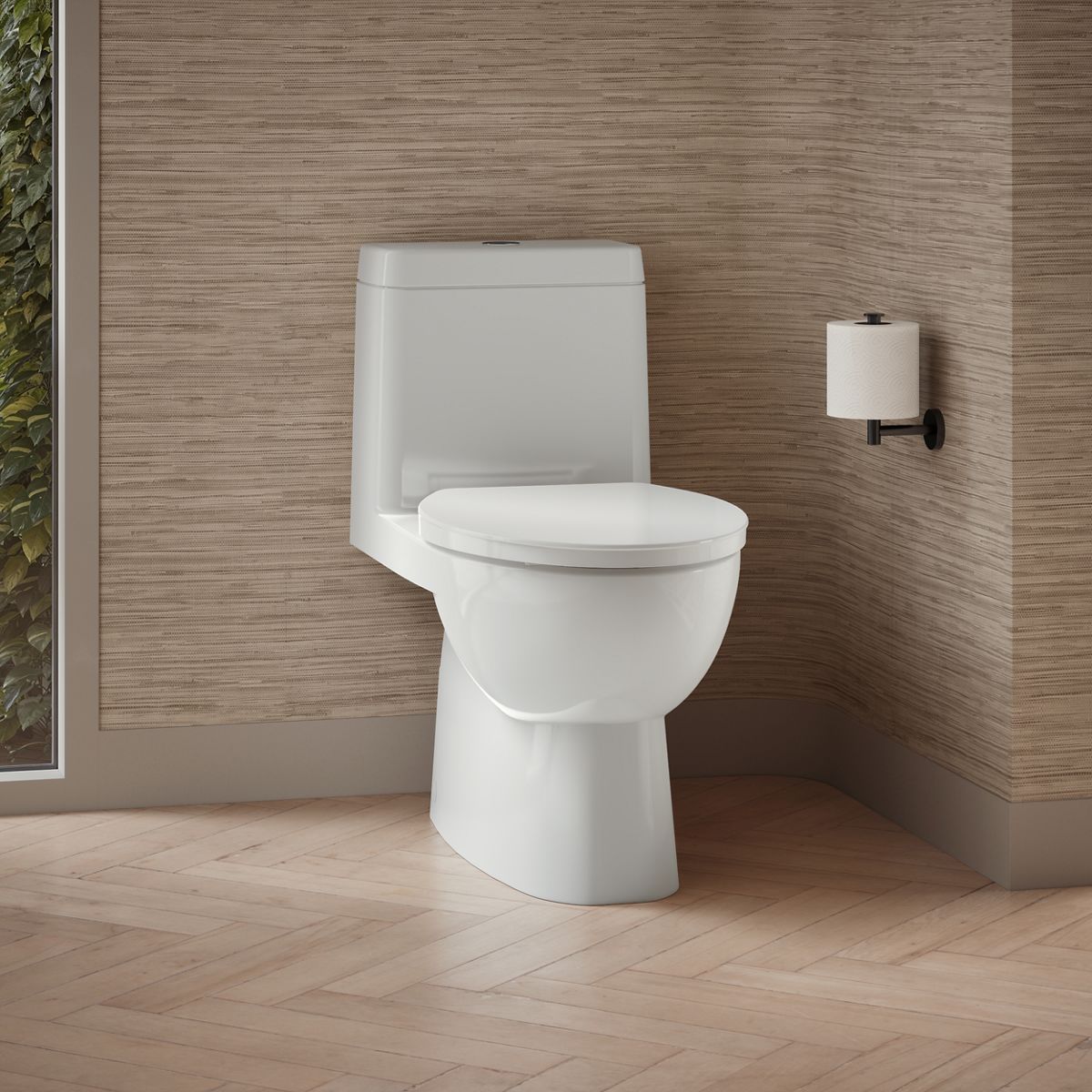 56425-reach-one-piece-compact-elongated-toilet-with-skirted-trapway-dual-flush-2.jpg Reach® One-piece compact elongated toilet with skirted trapway, dual-flush