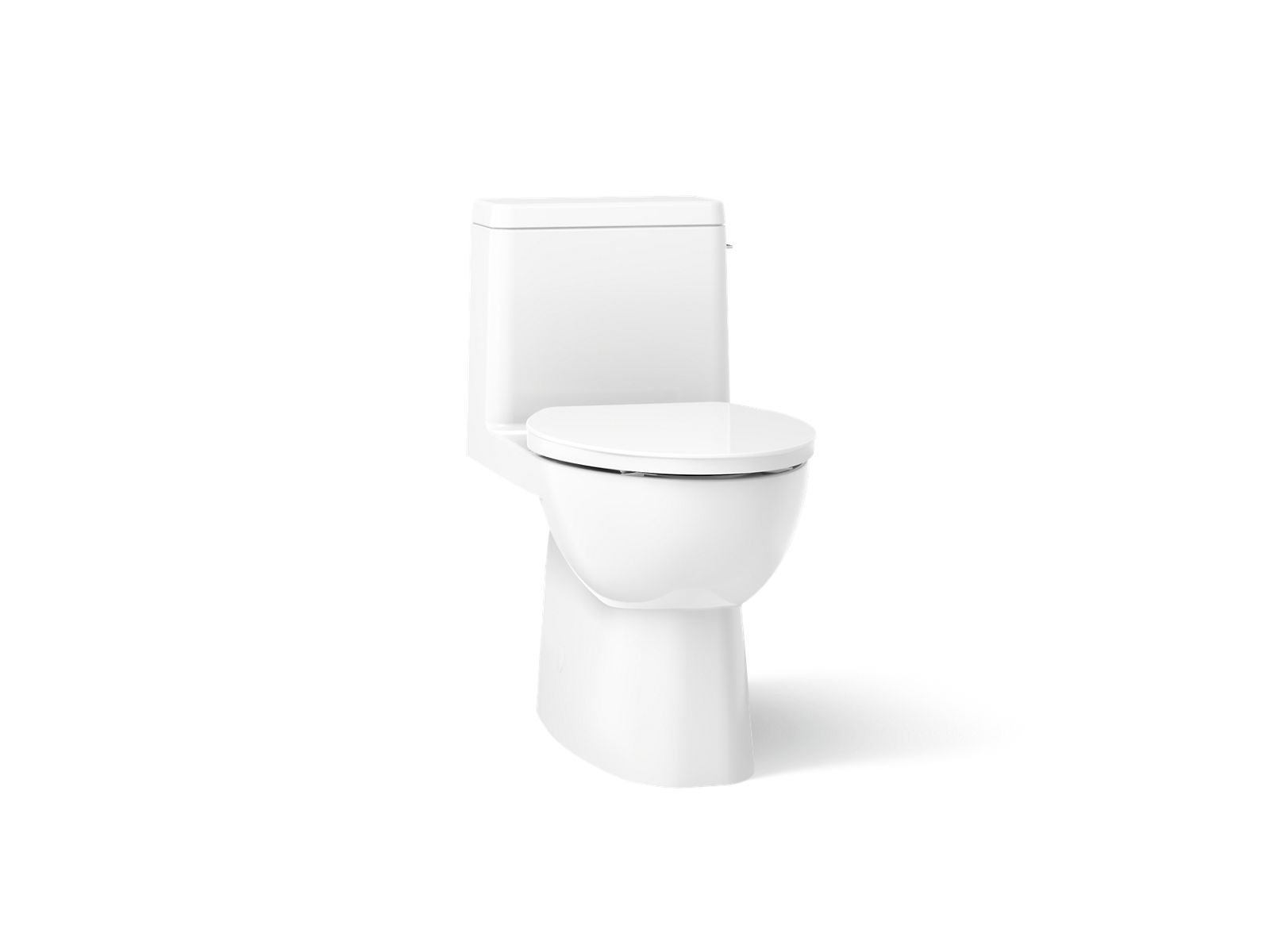 Reach® One-piece compact elongated toilet with skirted trapway, 1.28 gpf