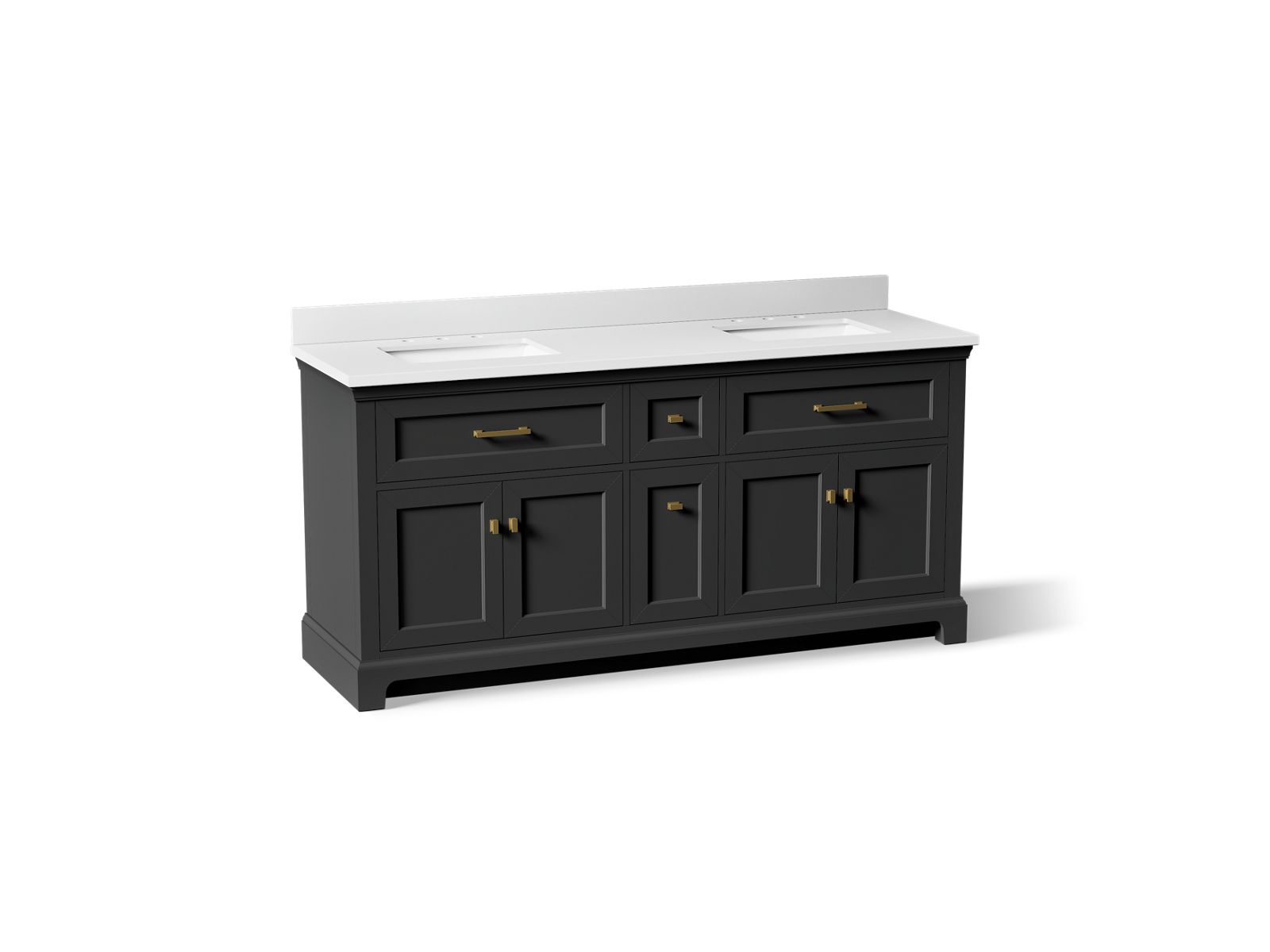 Charlemontâ„¢ 72" bathroom vanity cabinet with sinks and quartz top