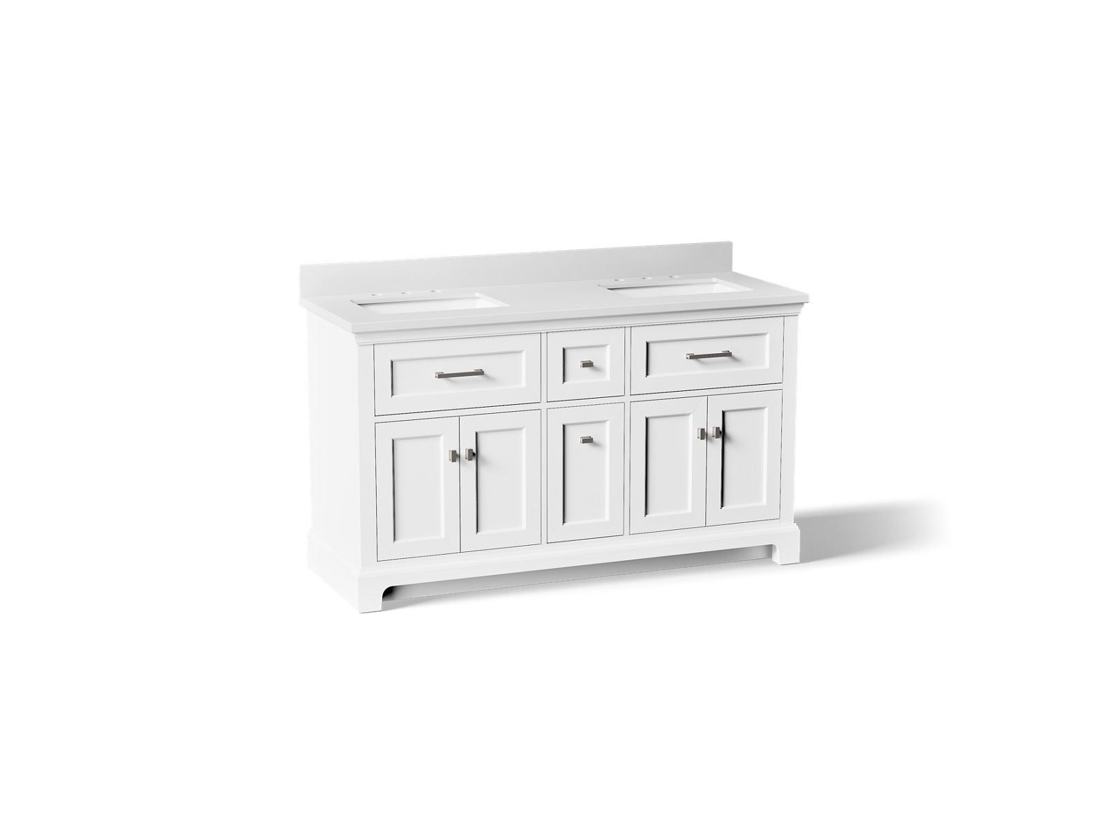 Charlemont™ 60" bathroom vanity cabinet with sinks and quartz top