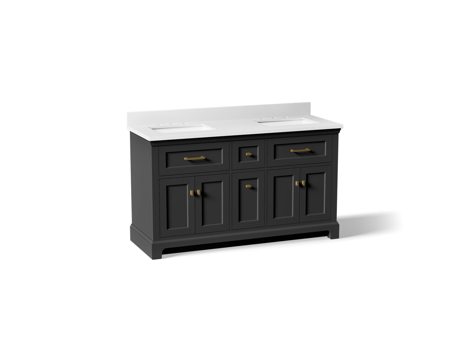 Charlemontâ„¢ 60" bathroom vanity cabinet with sinks and quartz top