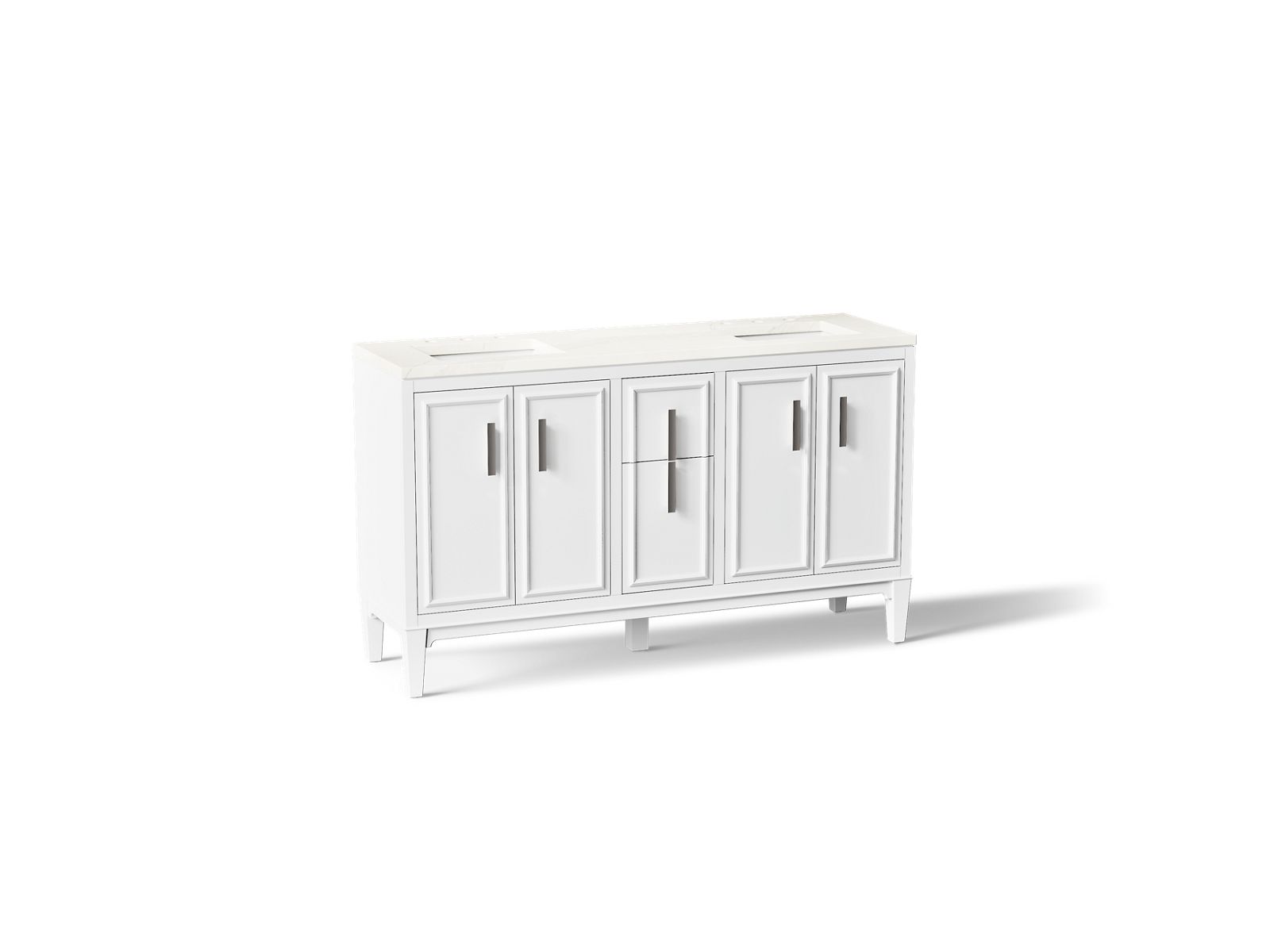 Southerk® 60" bathroom vanity cabinet with sinks and quartz top