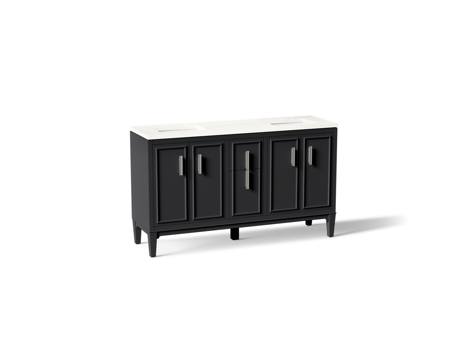 Southerk® 60" bathroom vanity cabinet with sinks and quartz top