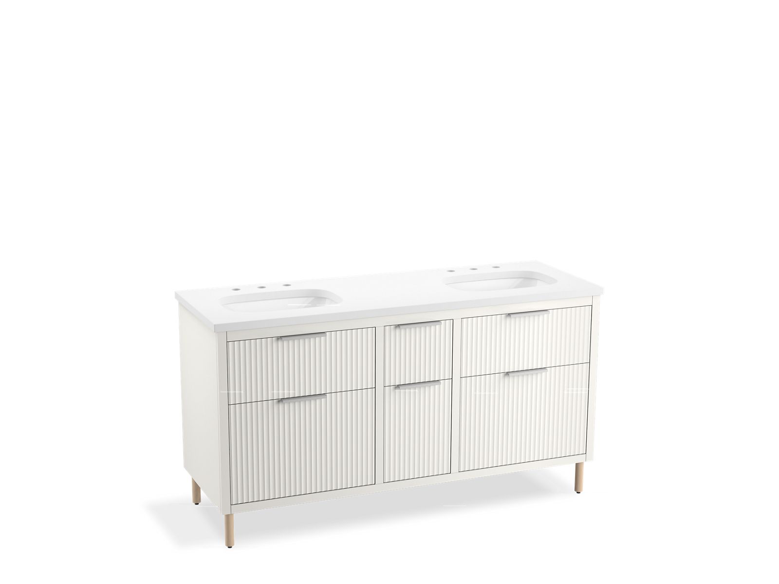 Spacity® 60" wall-hung bathroom vanity cabinet with sinks and quartz top