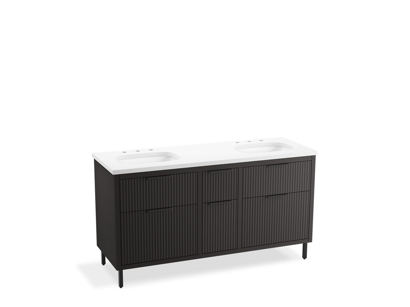 Spacity® 60" wall-hung bathroom vanity cabinet with sinks and quartz top