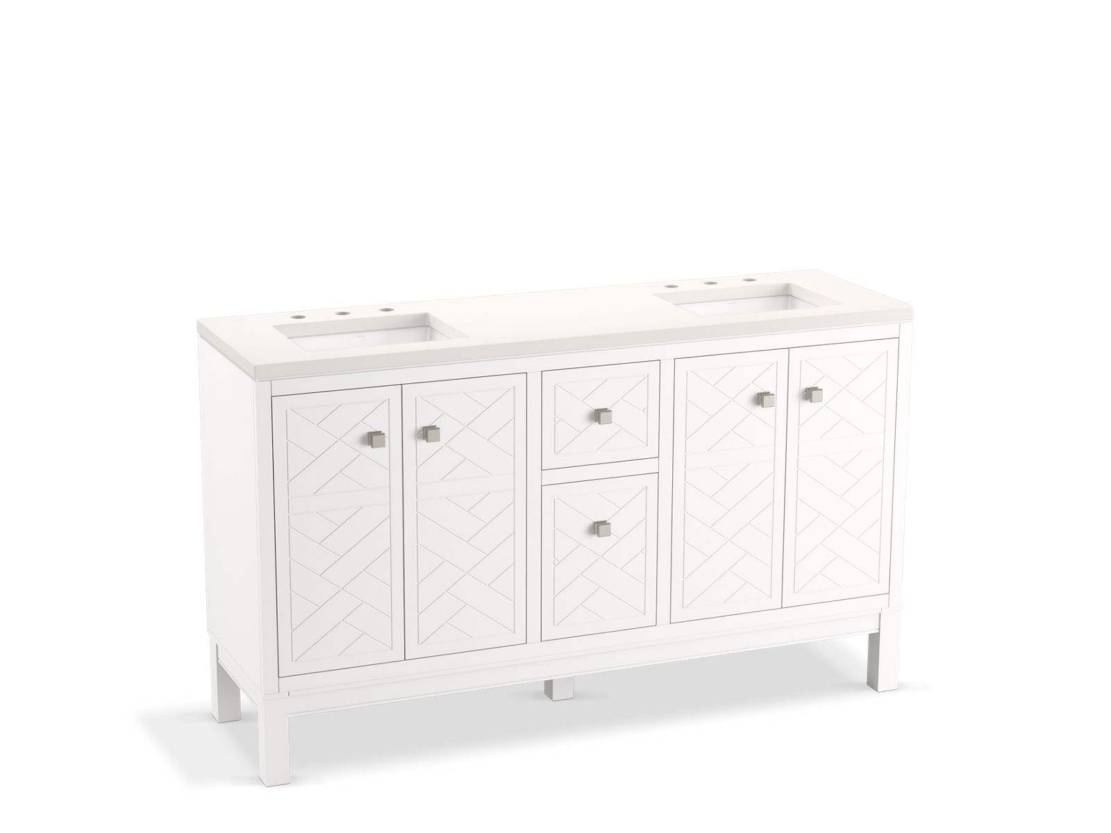 Beauxline® 60" bathroom vanity cabinet with sinks and quartz top