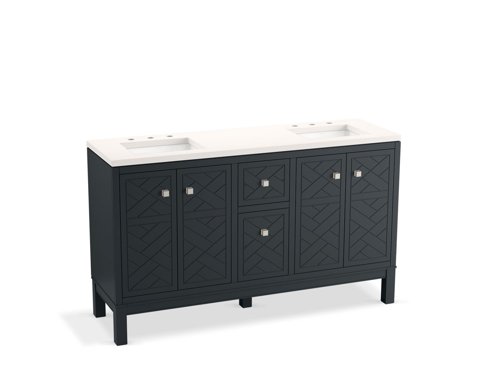 Beauxline® 60" bathroom vanity cabinet with sinks and quartz top