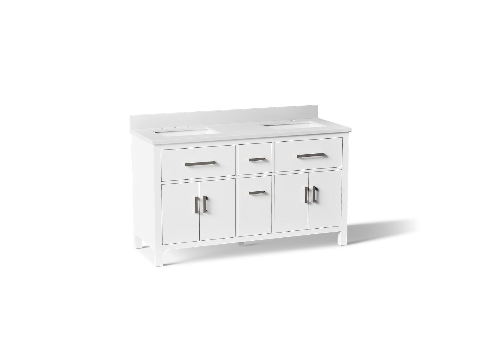 Kresla® 60" bathroom vanity cabinet with sinks and quartz top