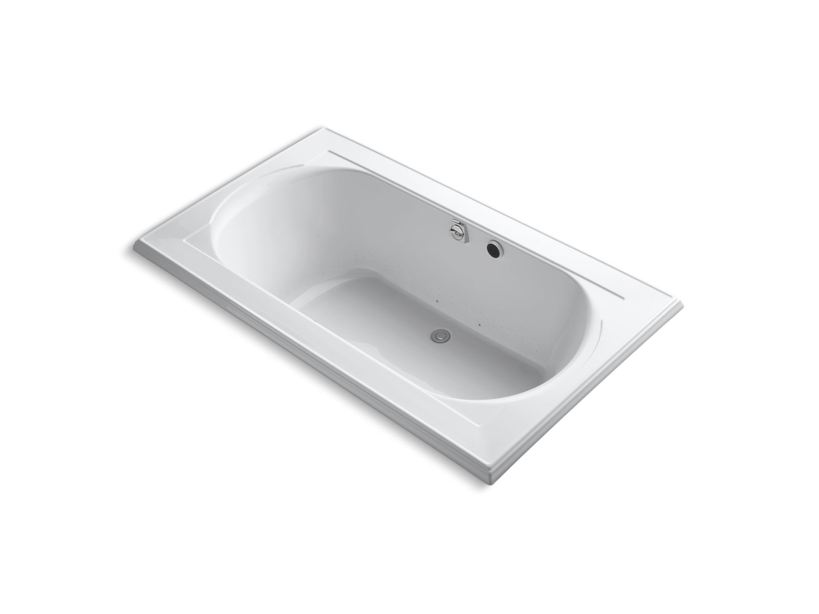 Memoirs® 72" x 42" drop-in BubbleMassage™ air bath with Bask® heated surface and end drain