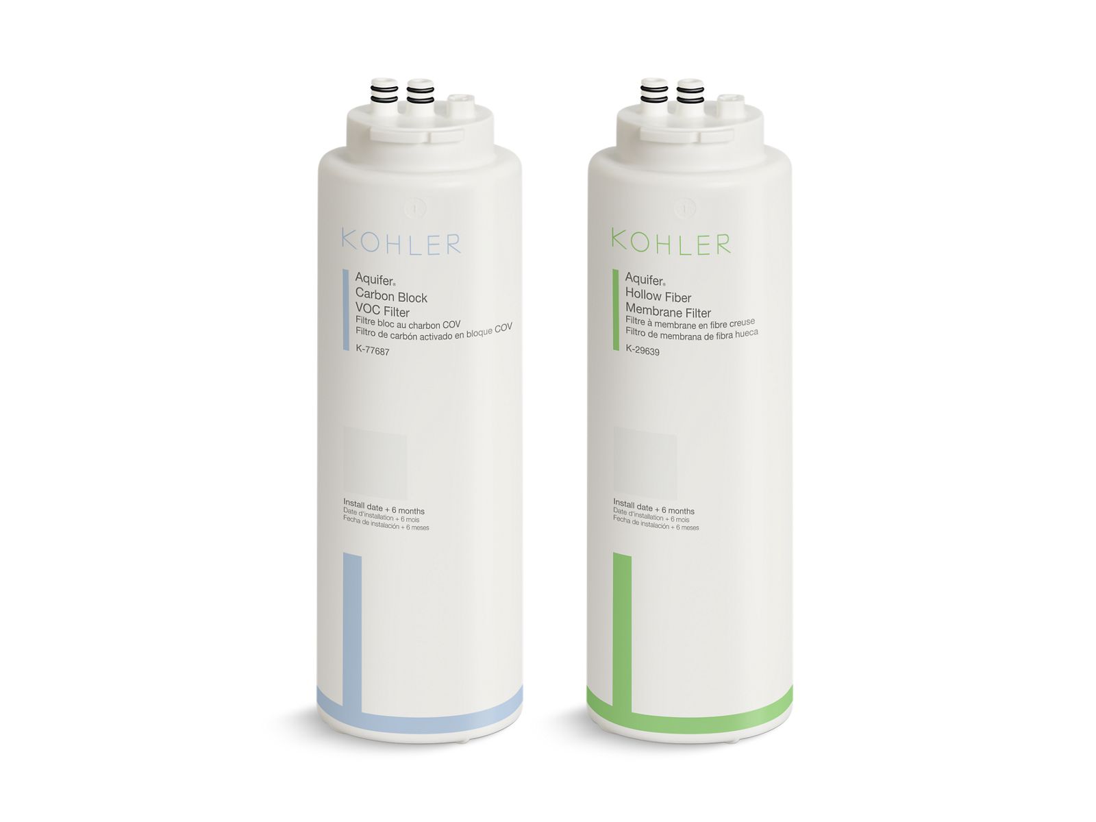 Aquifer®+ Replacement filter cartridge two-pack with hollow fiber membrane and carbon block VOC