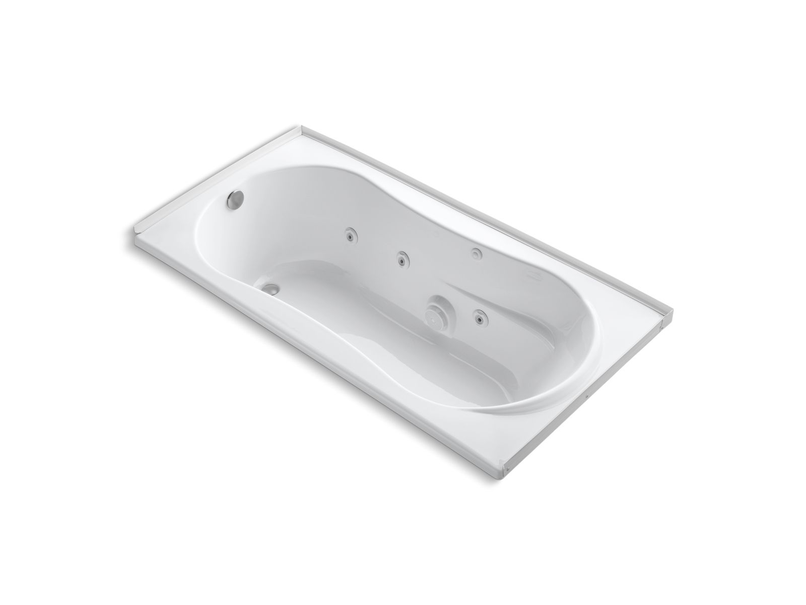7236 72" x 36" alcove whirlpool bath with integral flange and left-hand drain