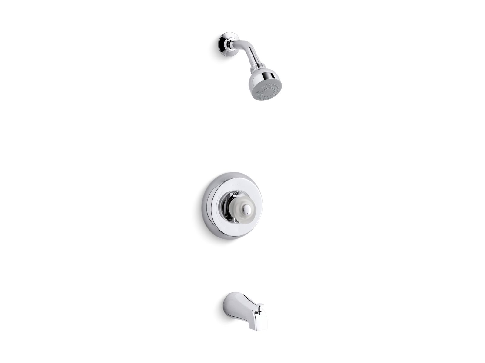 Coralais(R) shower faucet trim with sculptured acrylic handle and slip-fit spout