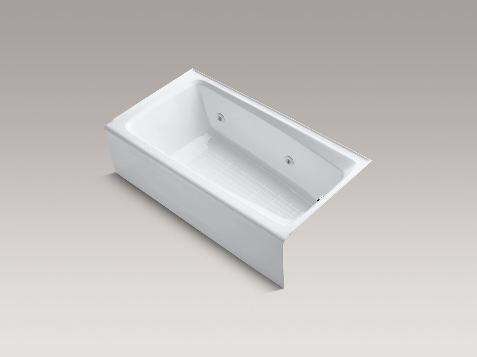 Mendota(R) 60" x 32" alcove whirlpool with integral apron, heater, right-hand drain, Safeguard(R) finish without trim