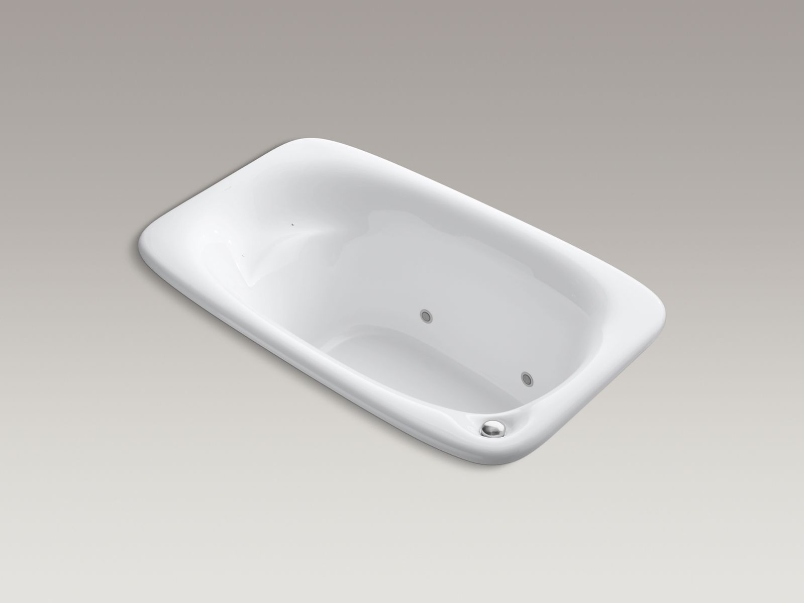 Fountainhead(R) VibrAcoustic(R) 72" x 42" exposed-deck drop-in bath with right-hand overflow drain and chromatherapy