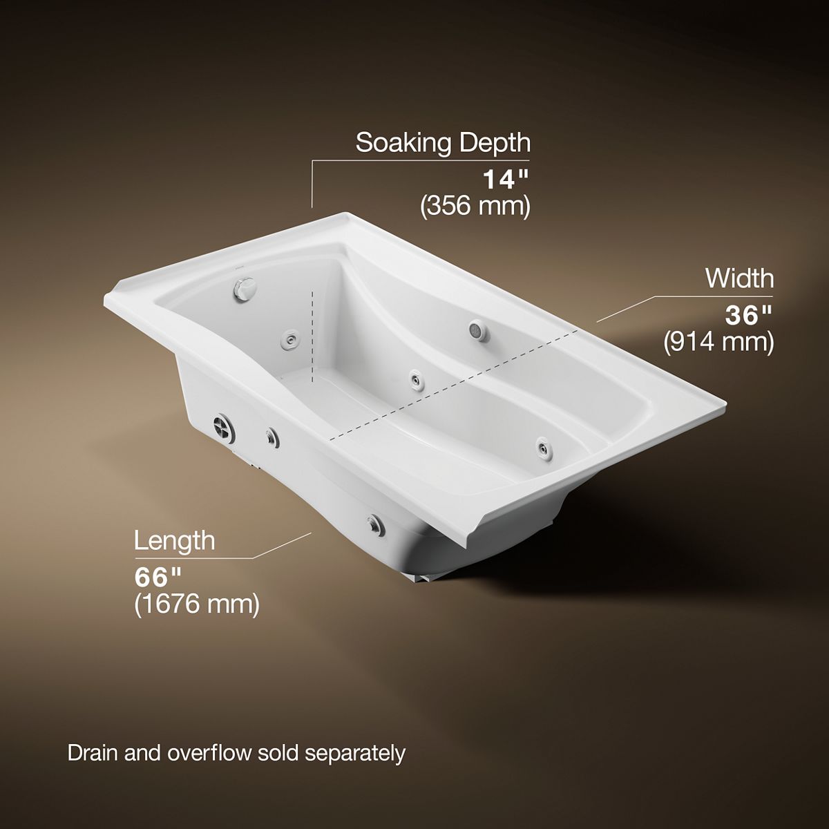 7131-mariposa-66-x-36-alcove-heated-whirlpool-left-drain-8.jpg Mariposa® 66" x 36" alcove heated whirlpool, left drain