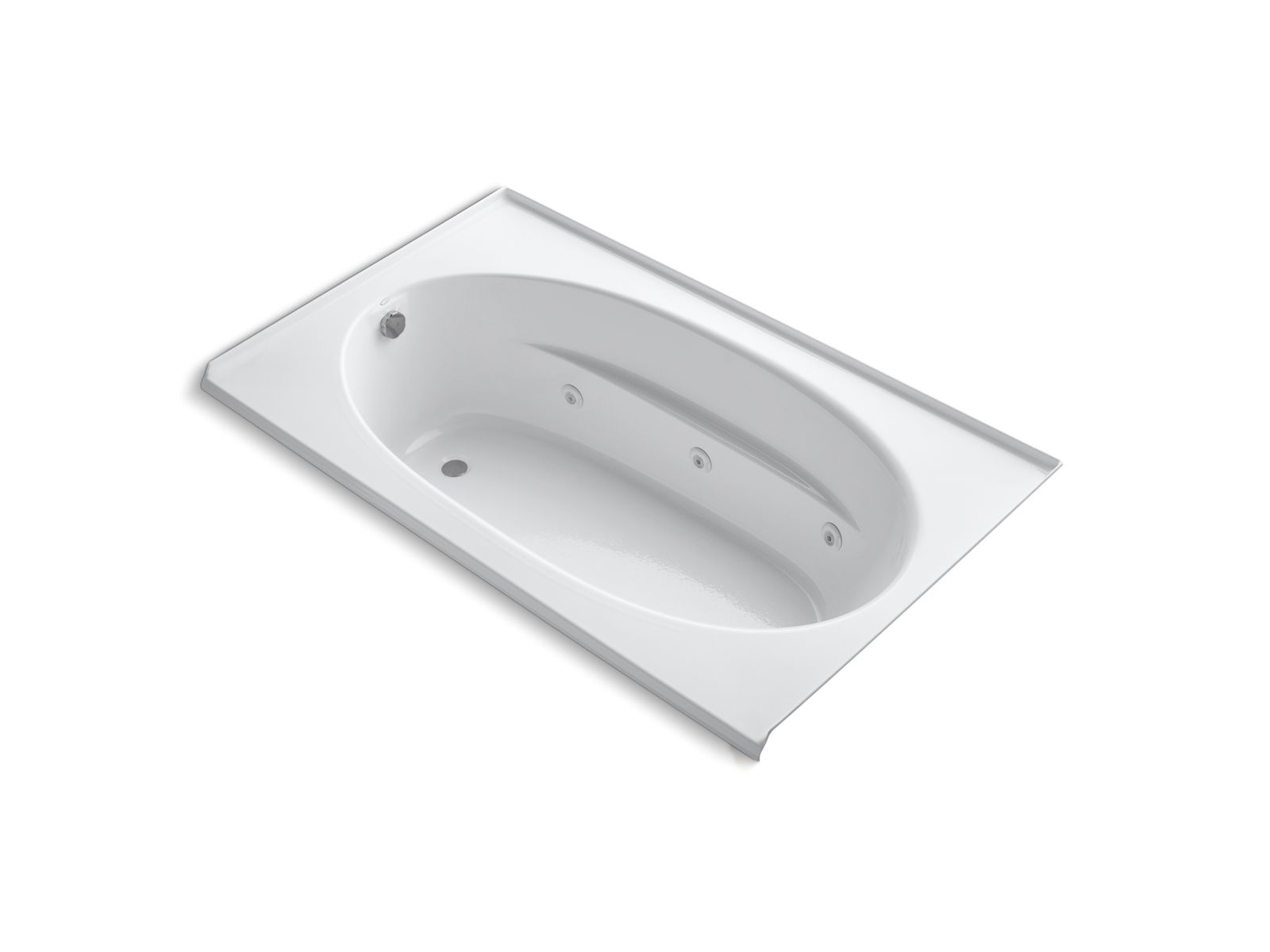 Windward® 72" x 42" alcove whirlpool bath with integral flange, left-hand drain and heater