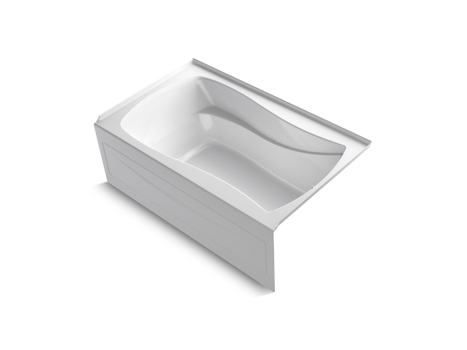 Mariposa® 60" x 36" alcove BubbleMassage™ air bath with Bask® heated surface, integral apron, and right-hand drain