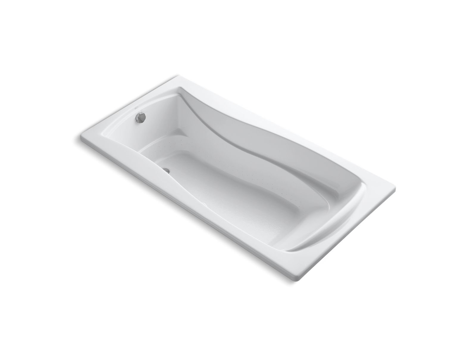 Mariposa® 72" x 36" drop-in BubbleMassage™ air bath with Bask® heated surface, and end drain