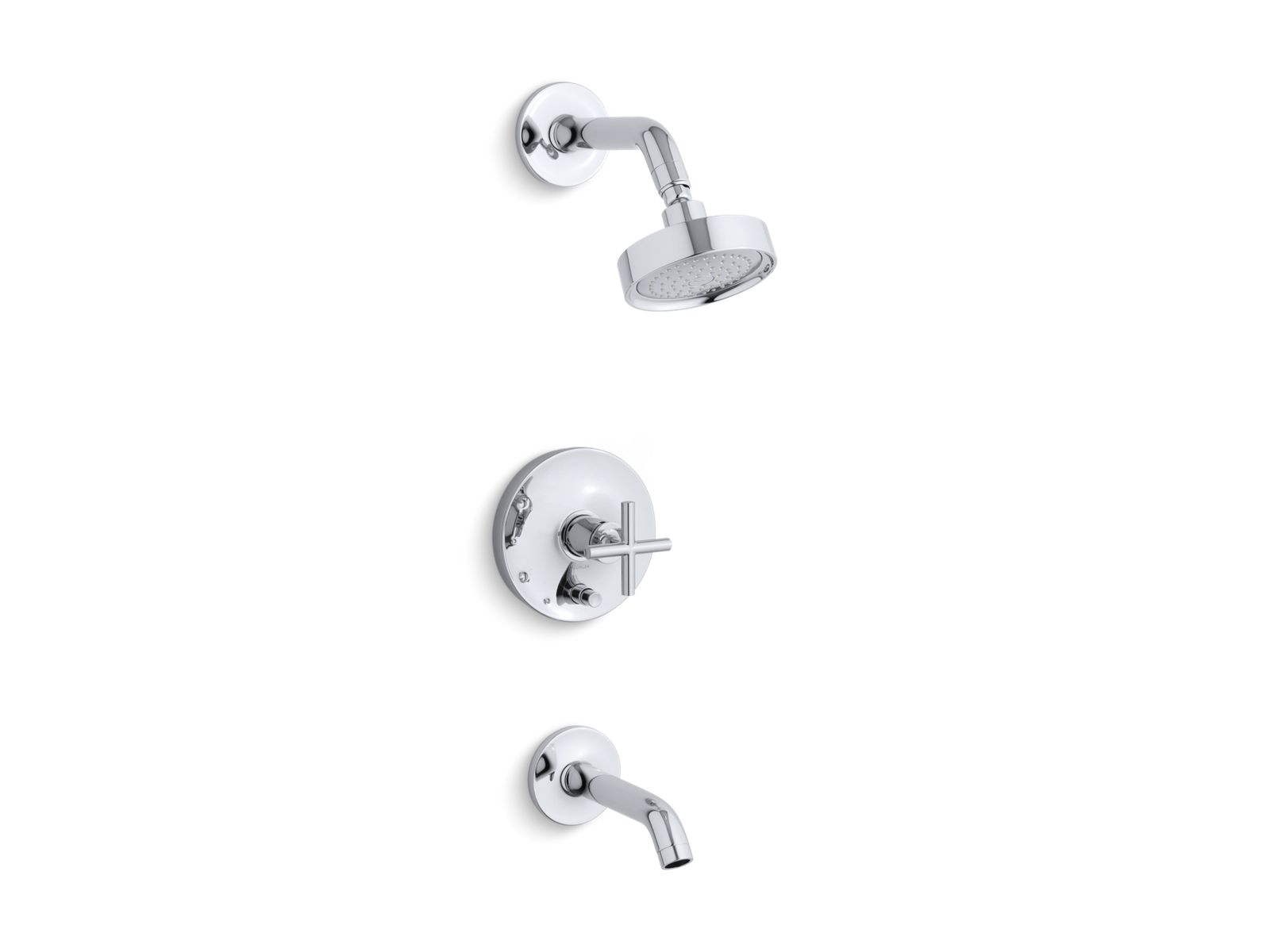 Purist® Rite-Temp® bath and shower trim with cross handle and 2.0 gpm showerhead