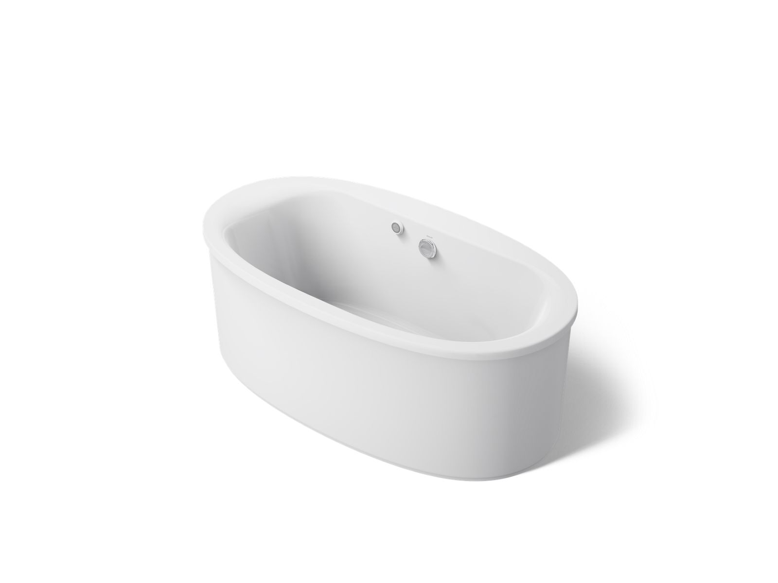 Sunstruck® 65-1/2" x 35-1/2" freestanding bath with Bask® heated surface and straight shroud