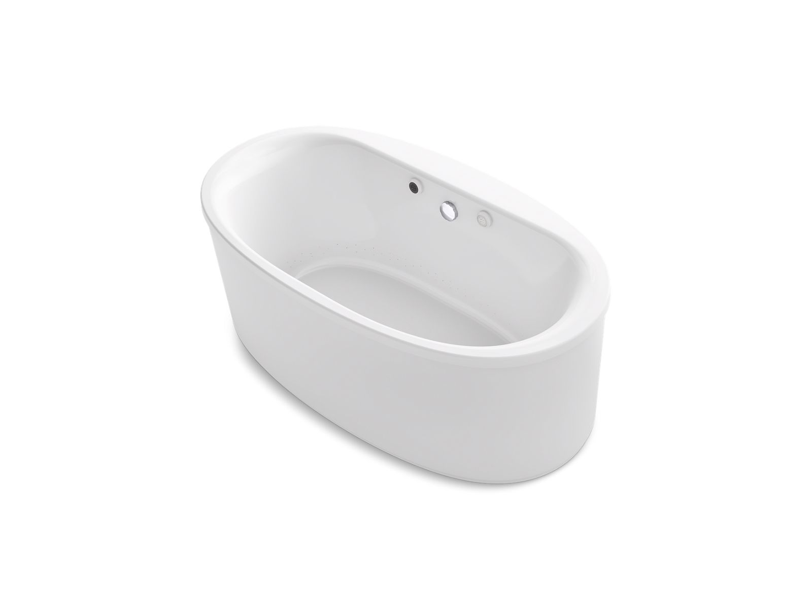 Sunstruck® 65-1/2" x 35-1/2" oval freestanding BubbleMassage™ air bath with Bask® heated surface and straight shroud