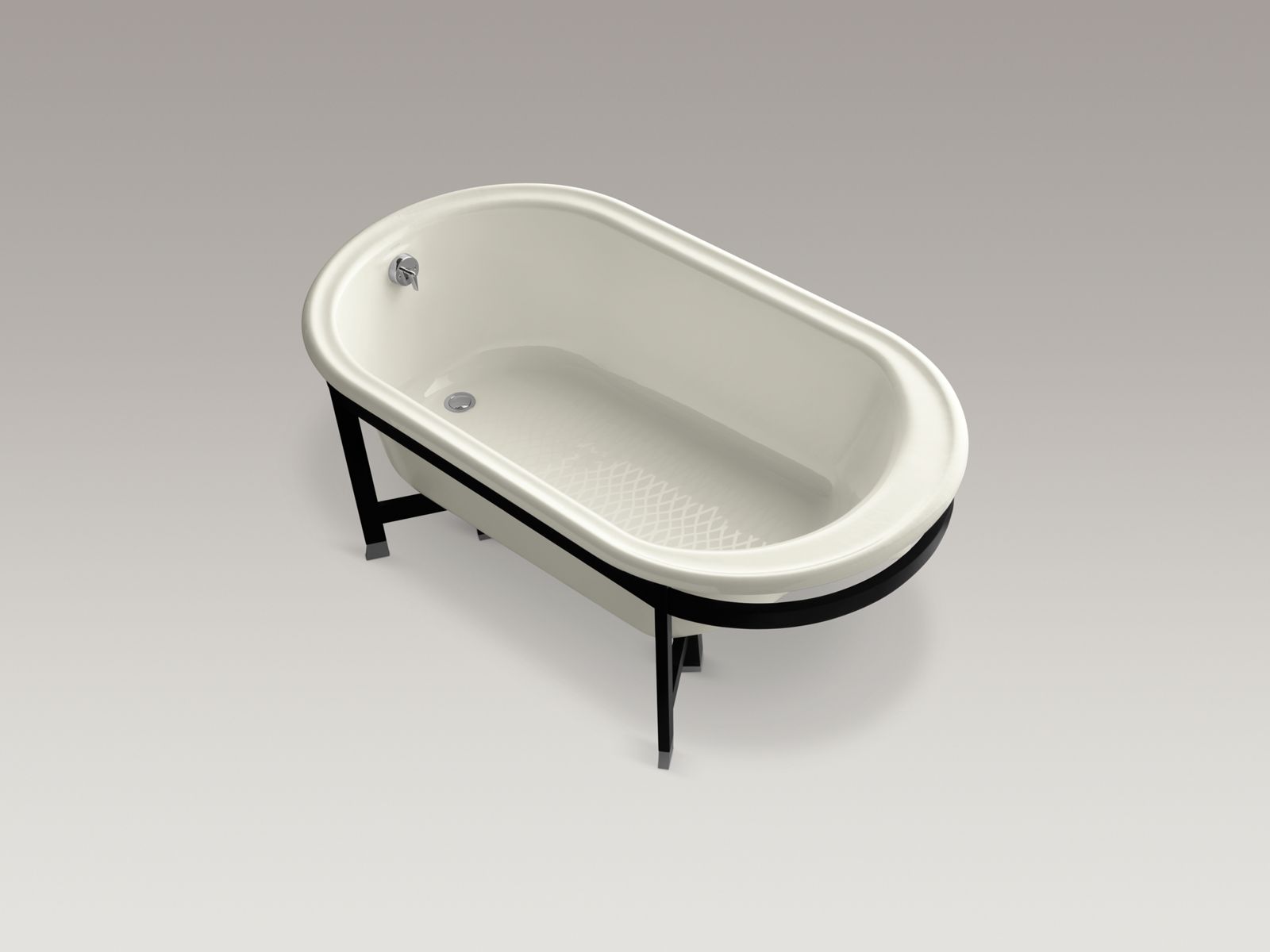 Iron Works(R) Tellieur(R) 66" x 36" freestanding bath with Biscuit exterior and Black Forest surround