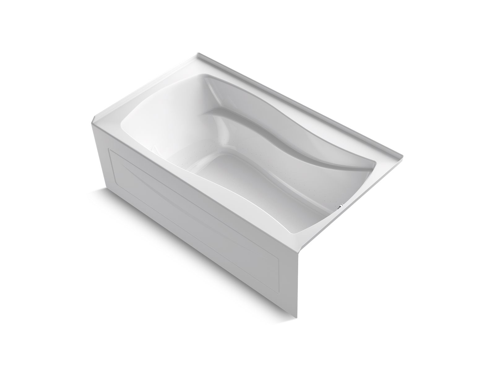 Mariposa® 66" x 36" alcove BubbleMassage™ air bath with Bask® heated surface, integral apron, and right-hand drain