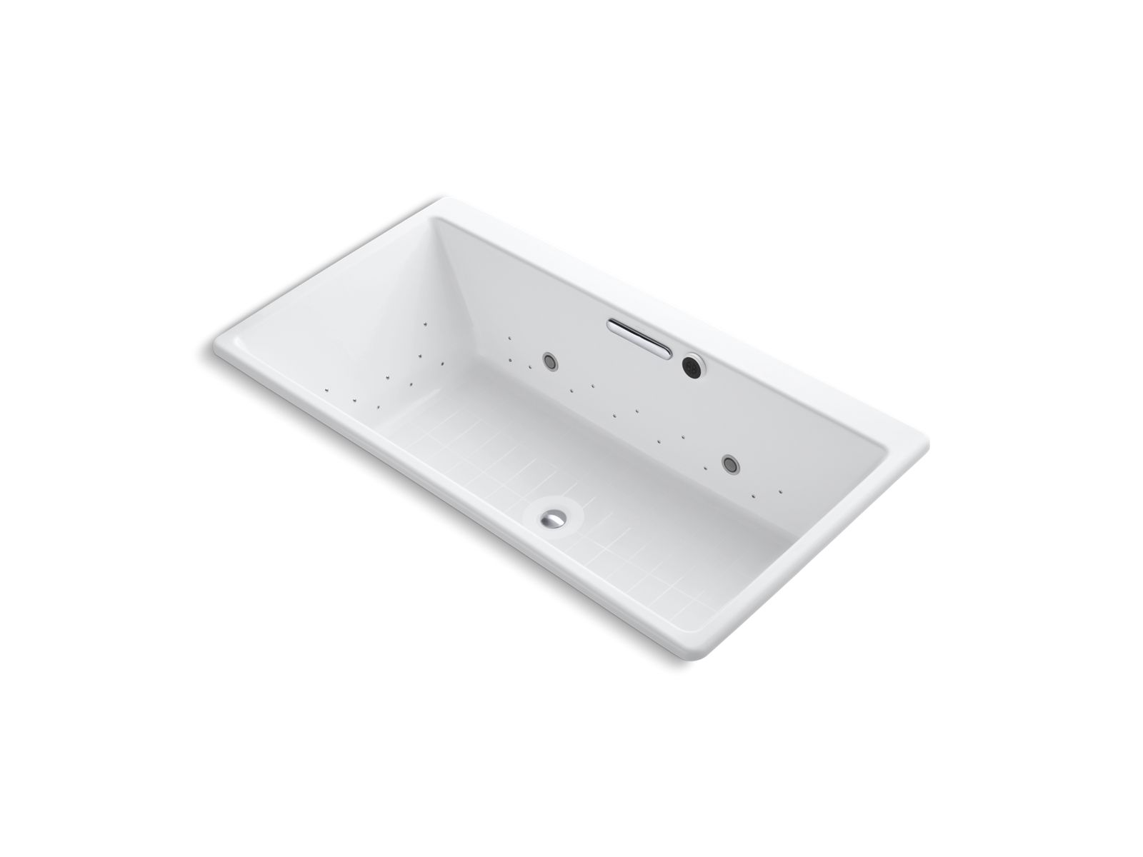 Rêve® 66-5/16" x 36" drop-in BubbleMassage™ air bath with chromatherapy and Polished Chrome airjet finish