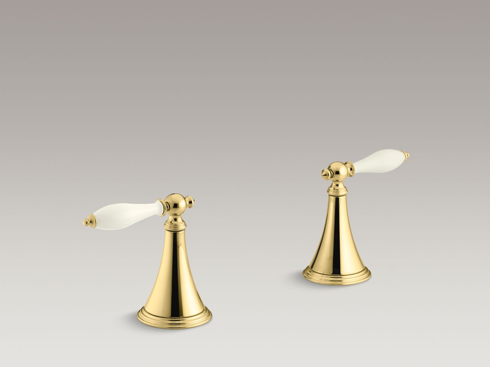 Finial(R) deck-mount bath valve trim handles for high-flow valve with lever handles and Biscuit inserts, valve not included